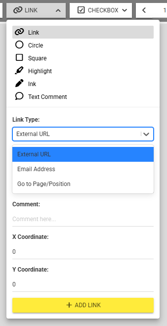 Insert External Link Type